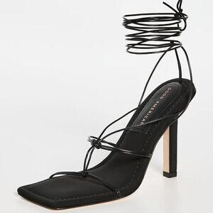 New (NIB): Good American Caged Slanted Sandals in Neoprene Black size 7.5
